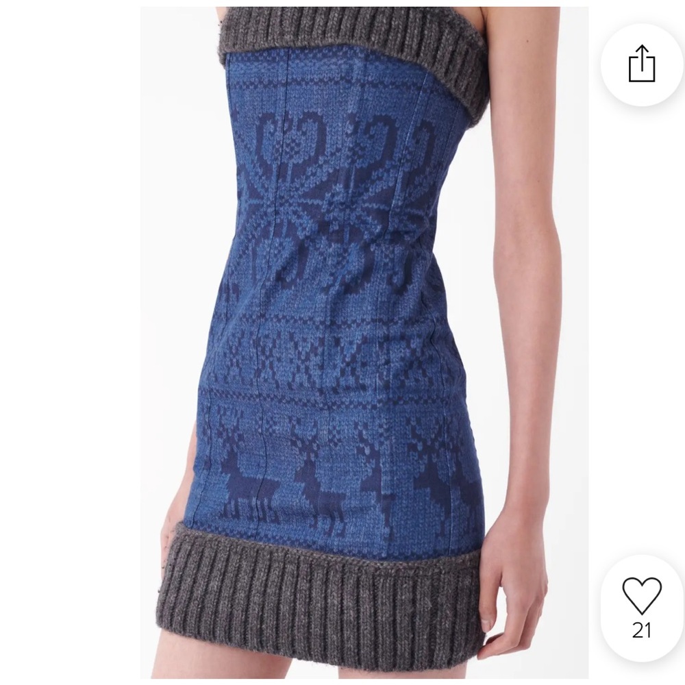 DOLCE & GABBANA F/W 2010 RUNWAY DENIM KNIT MINI DRESS W/DETACHABLE STRAPS EU42/6